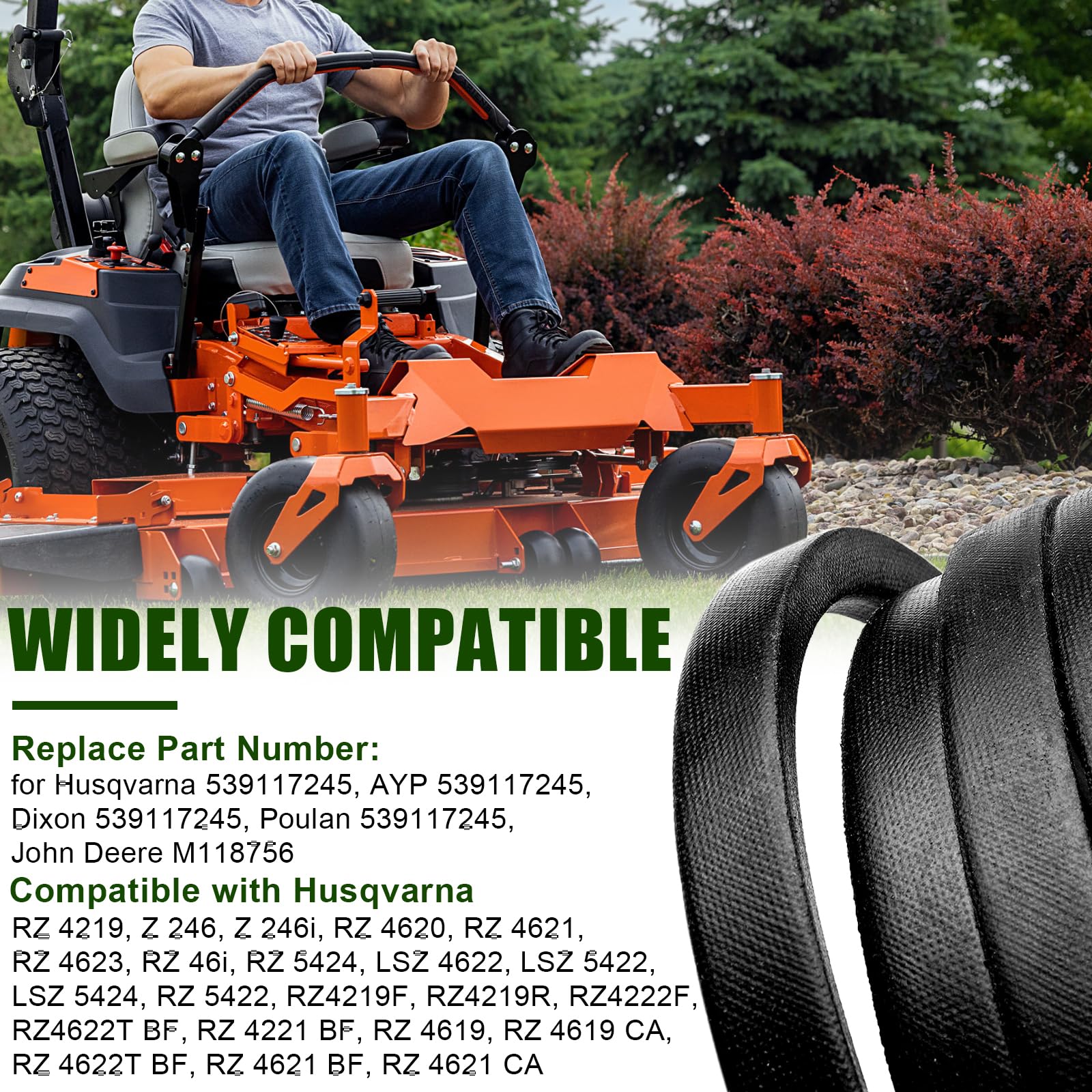 Amazon.com : 539117245 Deck Belt Compatible with Husqvarna Z246